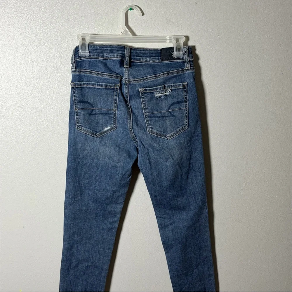 American Eagle Outfitters Women's‎ Hi-Rise Jegging Blue Distressed Jeans size 4